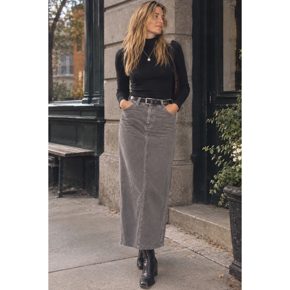 Vtg 90s Christopher & Banks Corduroy Maxi Skirt Womens sz 10 Preppy minimalist
